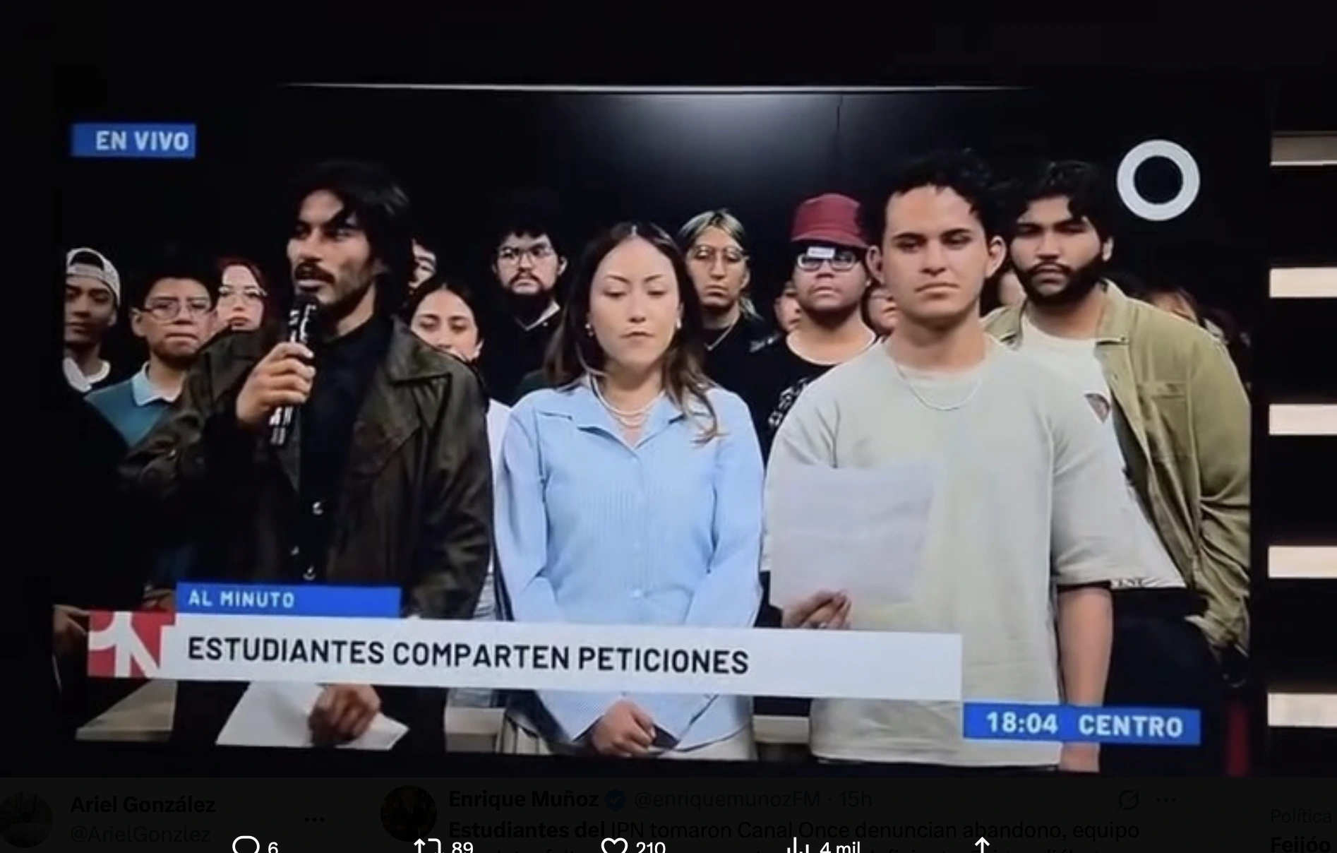 Estudiantes del IPN toman Canal 11; exigen renuncia de Reyes Sandoval y denuncian corrupción