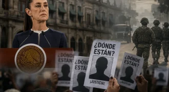 El semanario británico The Guardian Weekly cuestiona la actuación de Sheinbaum frente a la crisis de desapariciones y la creciente militarización del país.